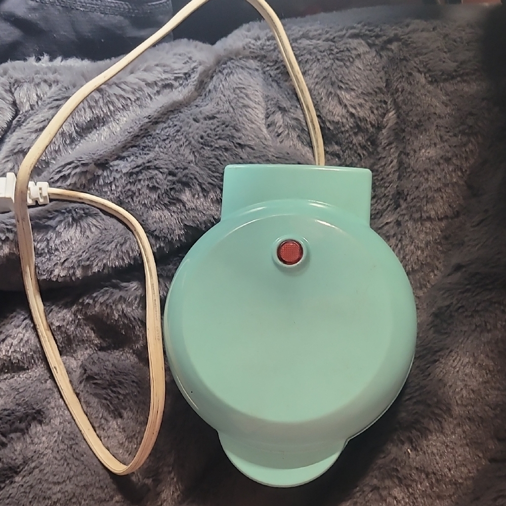 Compact Teal Electric Waffle Maker